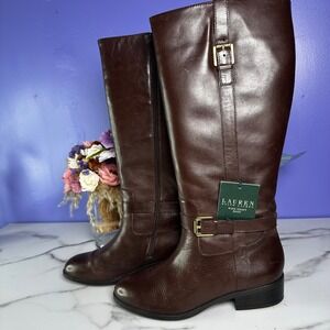 ❌SOLD❌Lauren Ralph Lauren‎ Monica Wide 8B Shaft Brown Leather Riding Boots